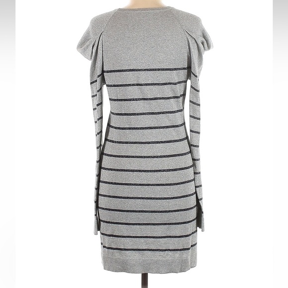 Bebe Metallic Gray Shimmer Sweater Dress Navy Stripe Size Medium M Y2K - Picture 3 of 6